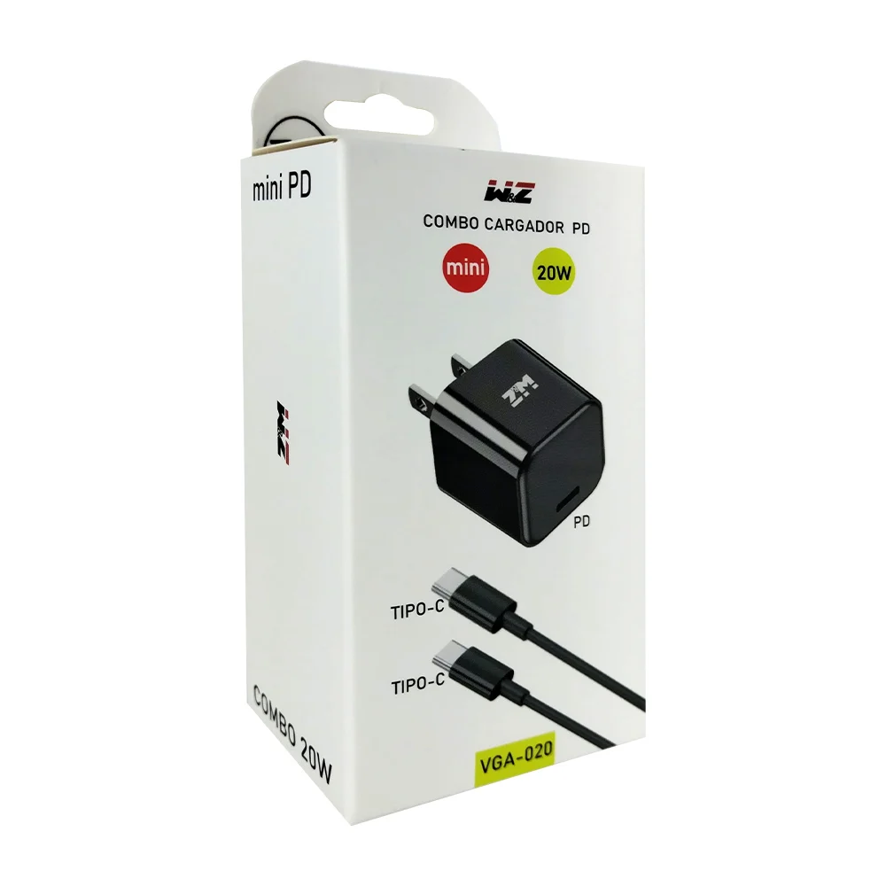 Combo cargador con entrada tipo c y cubo con puerto usb-c de 20 watts / vga020