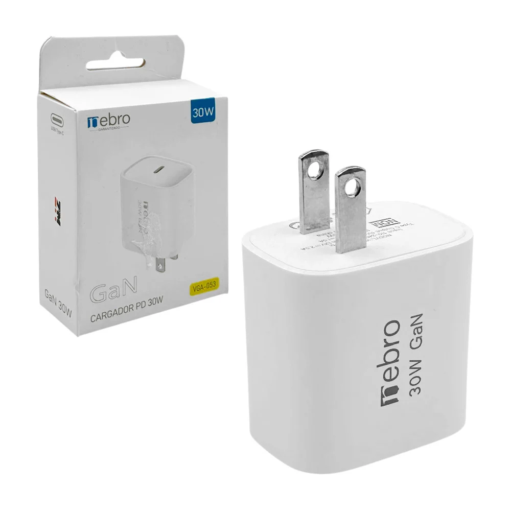 1pza Cubo cargador de 30 watts con entrada usb tipo c, variedad de usos / vga-053 / GaN / 360071
