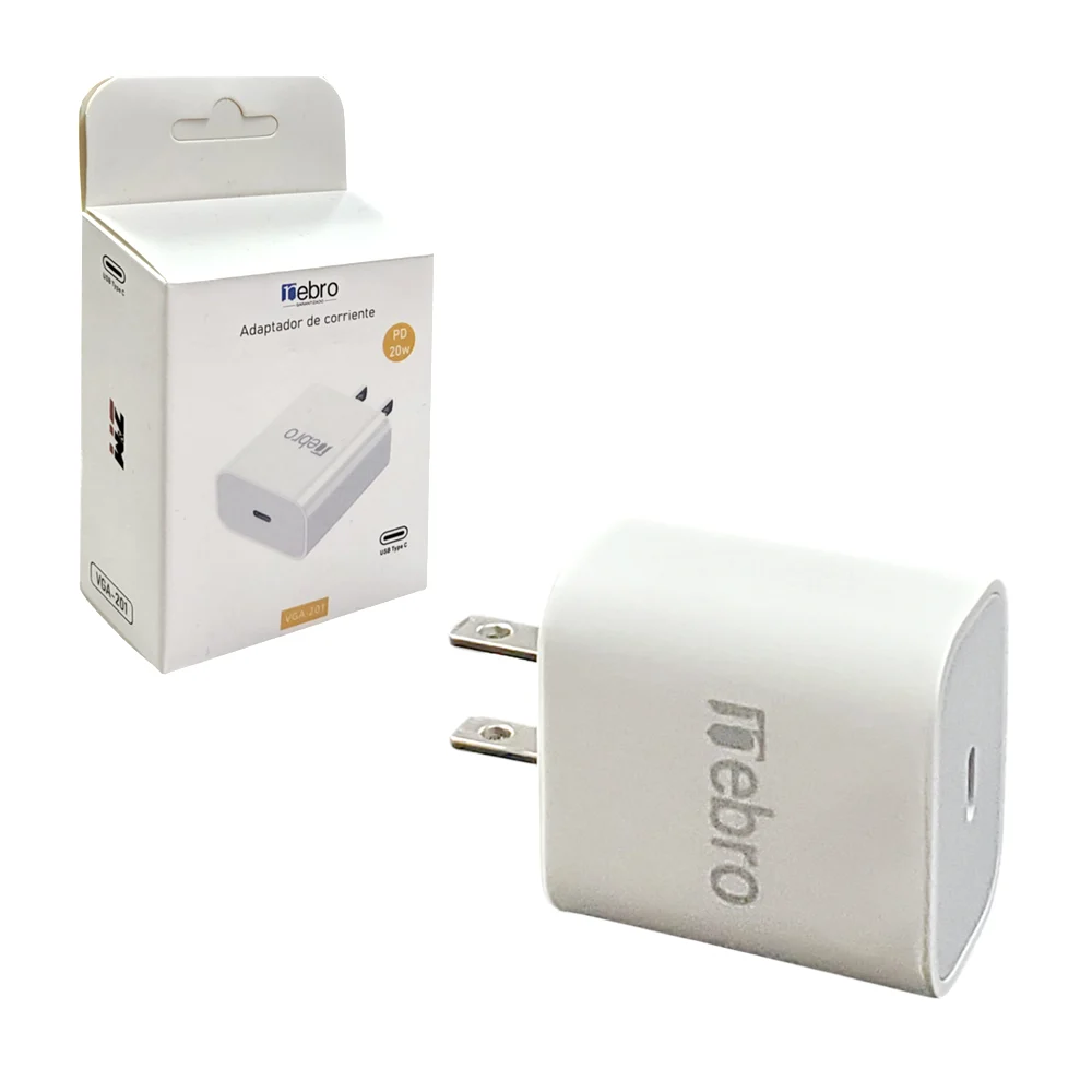 Cubo cargador nebro de 20w con puerto usb tipo c / vga201