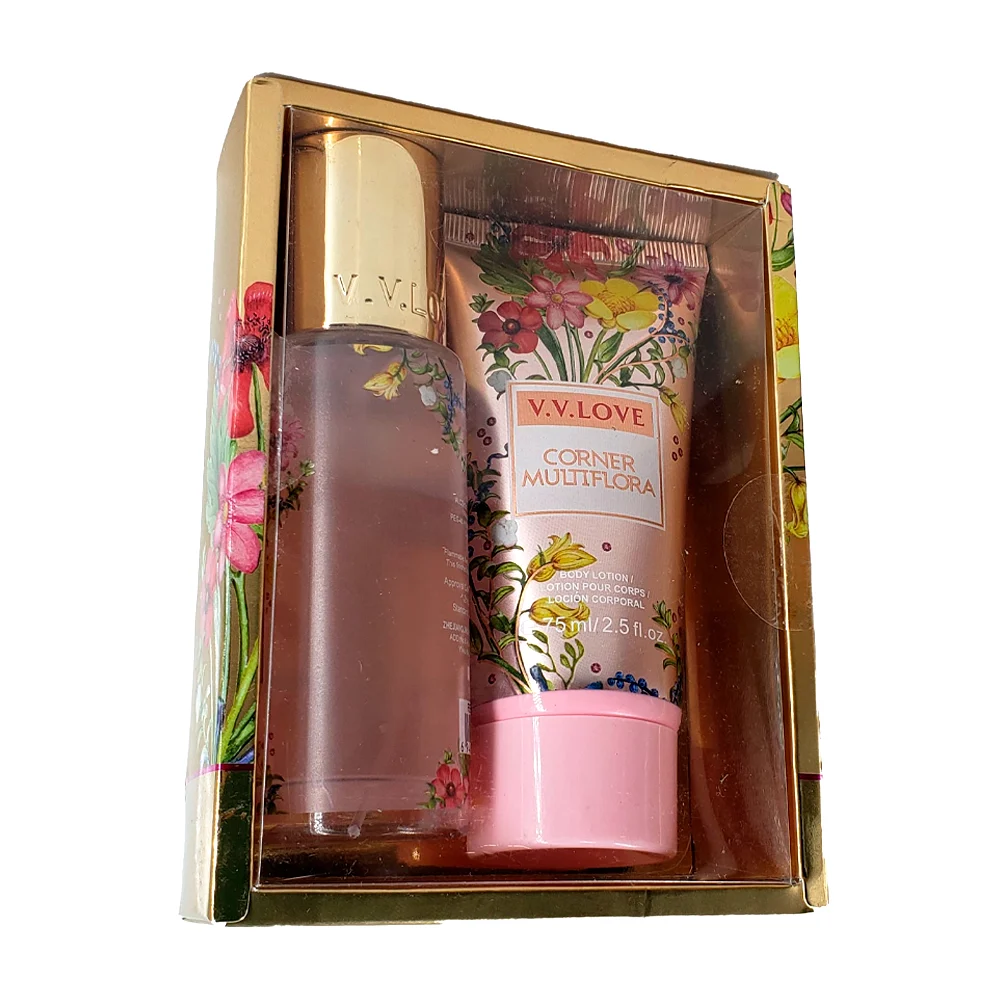 Juego de perfume de 85ml y loción corporal con fragancia de 75ml para dama / corner multiflora / vl9059-85