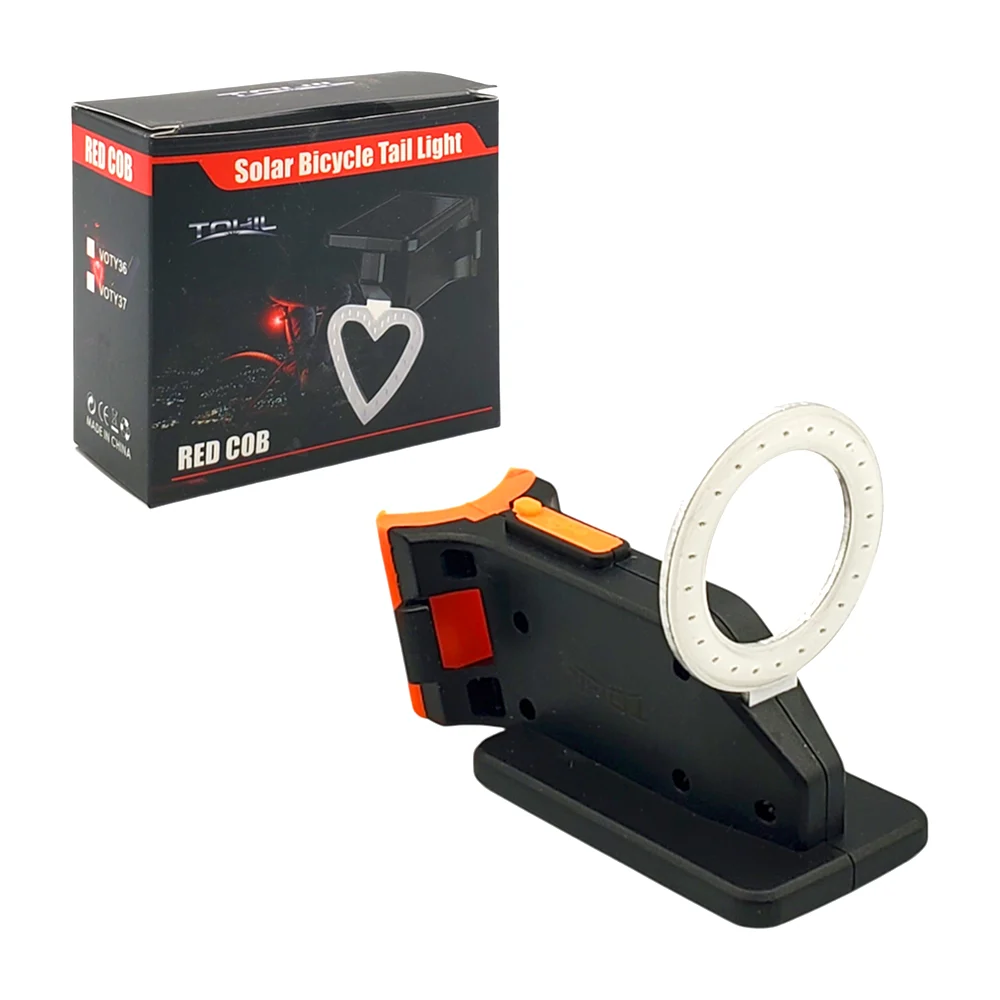 Lámpara led trasera recargable con panel solar y luz roja para bicicleta / solar bicycle tail light / voty37