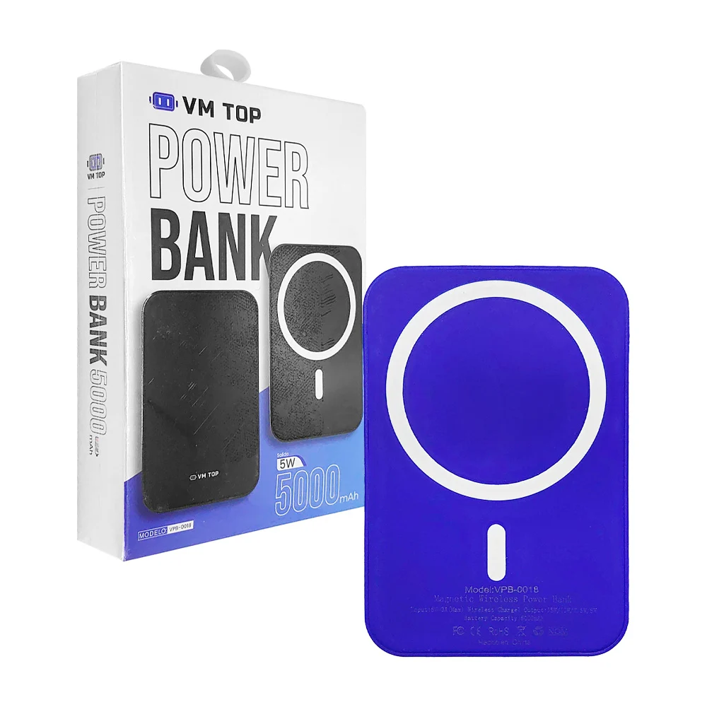 Power bank / batería portátil con carga magnética de 5000mah, variedad de colores / vm top