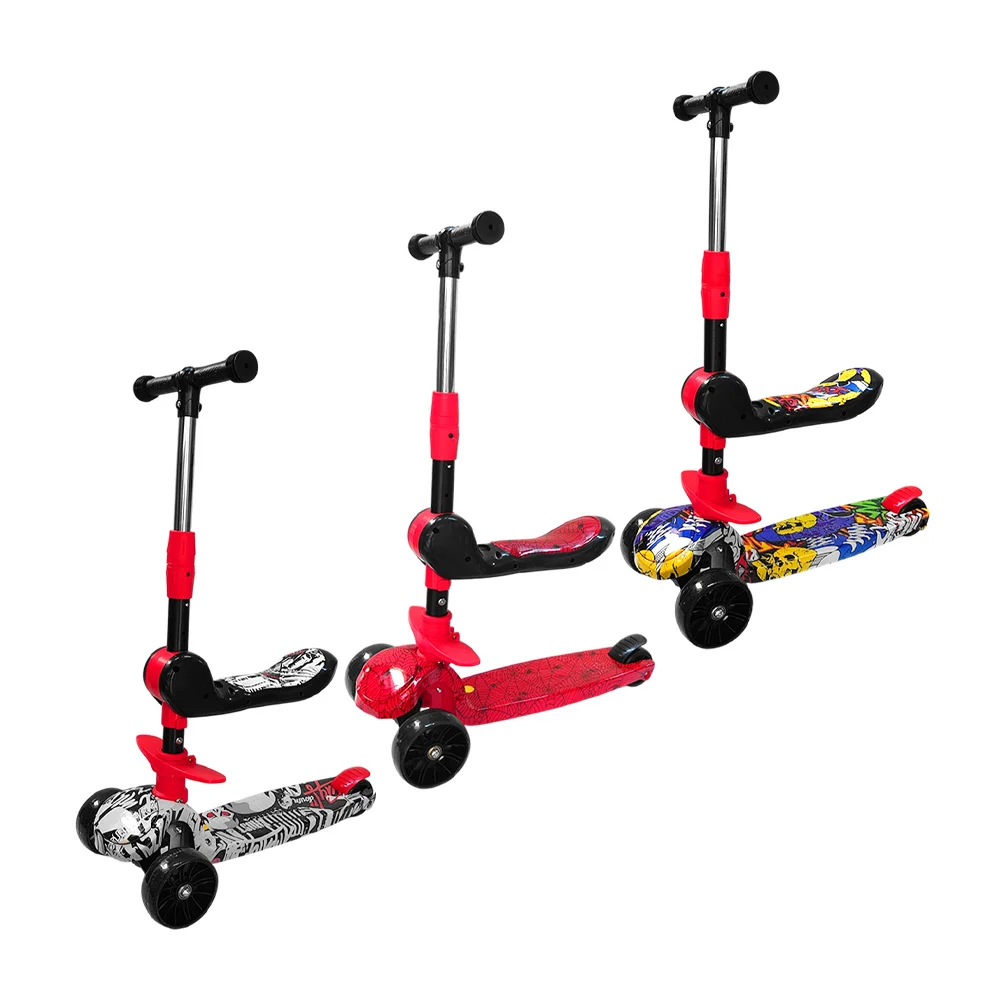 Scooter infantil plegable de 3 ruedas, con diseño de graffiti, asiento y luz led, variedad de modelos