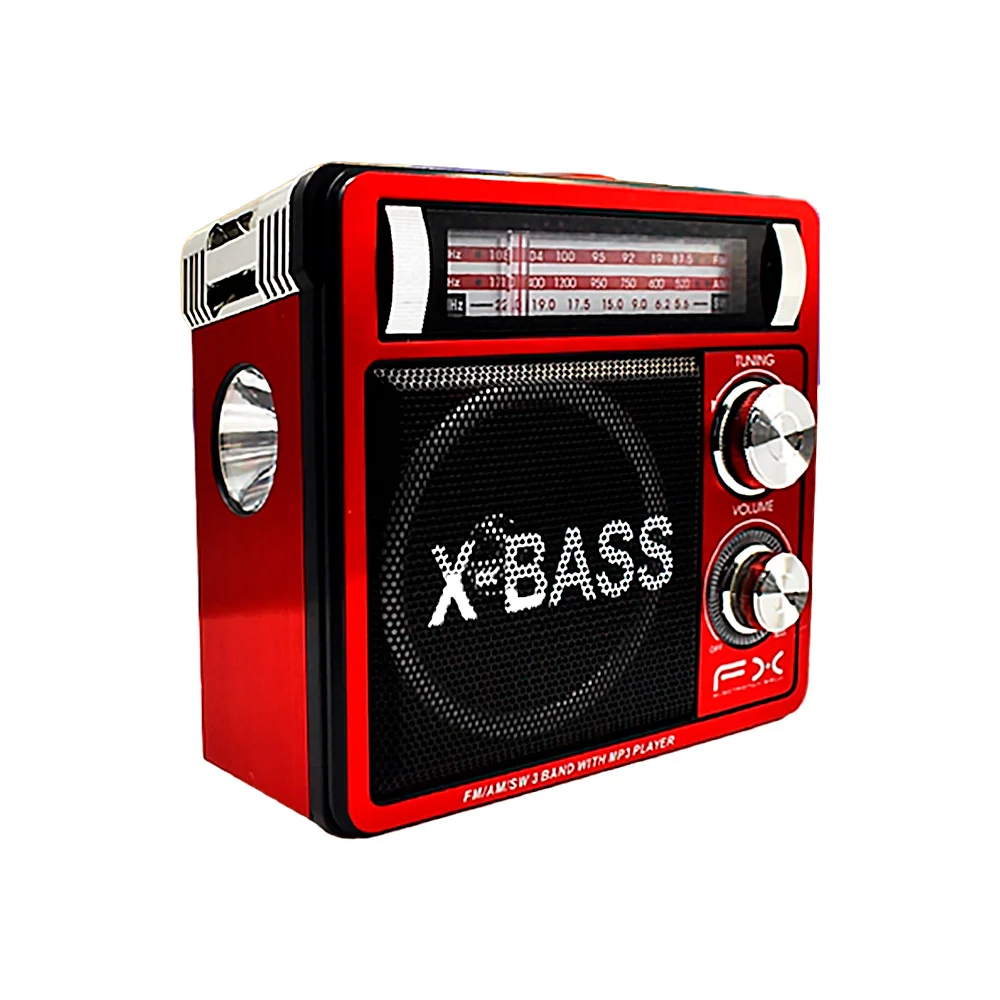 Bocina radio fx recargable en forma cuadrada con diseño vintage + lámpara, entrada usb y tf, variedad de colores / vx-1052bt