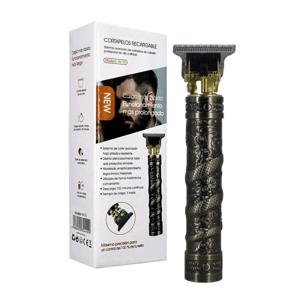 Máquina trimmer inalámbrica con diseño  y 4 peinetas intercambiables para cortar el cabello / w-101