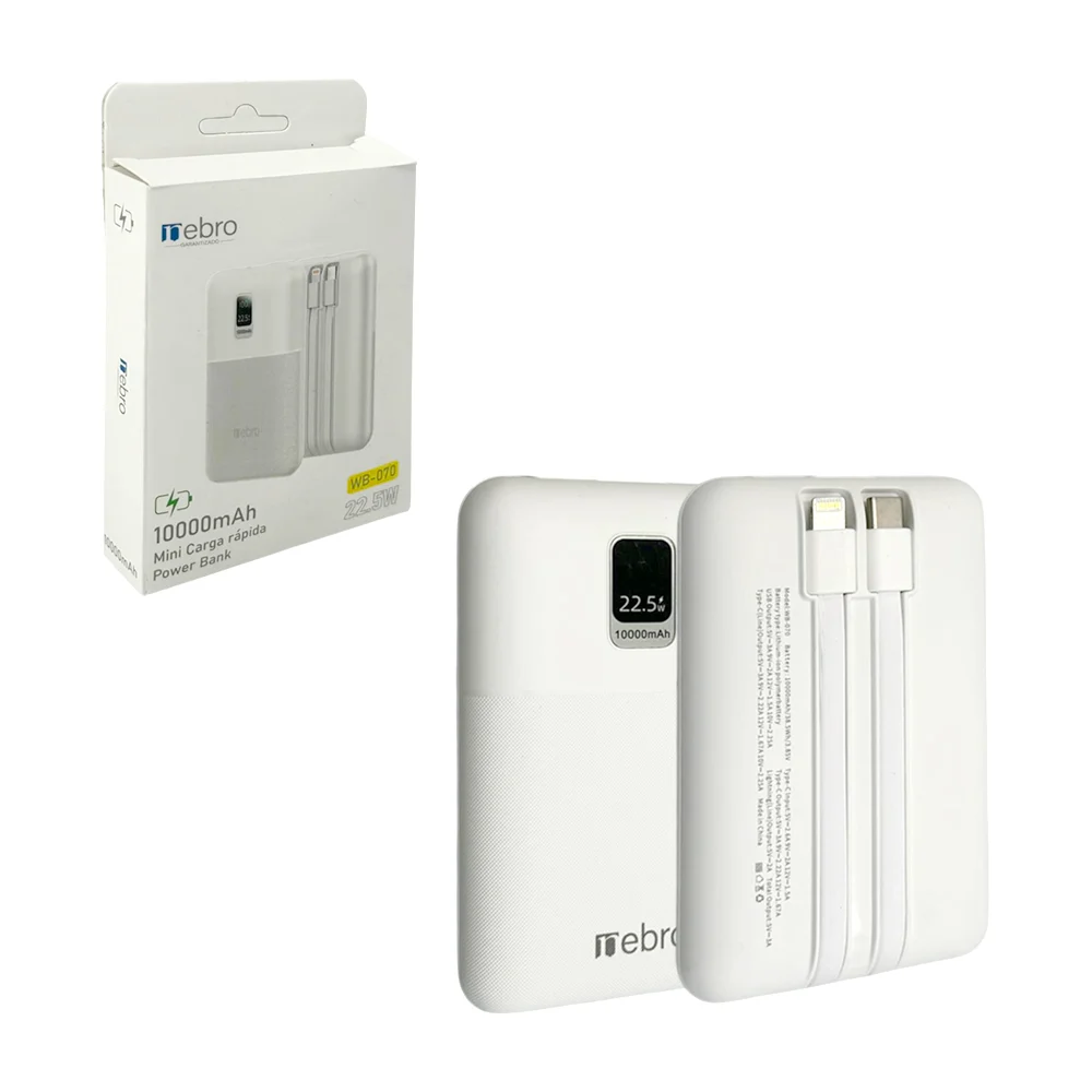 Power bank / batería portátil de 10000mah con cable lightning y tipo c, variedad de colores / 363072