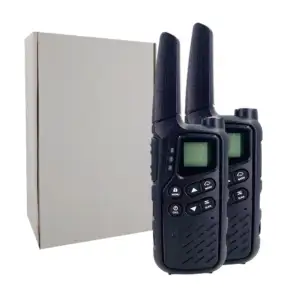 Juego de 2 walkie talkies con 6 teclas al frente + mini pantalla digi…