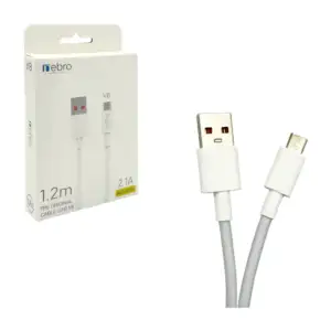 Cable para carga de 1.2 metros con entrada v8 a usb, 2.1a / 361108