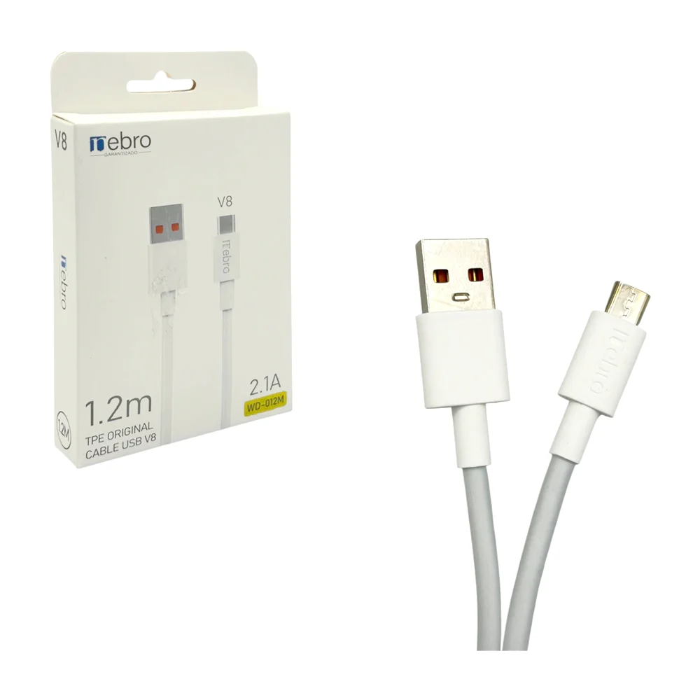 Cable para carga de 1.2 metros con entrada v8 a usb, 2.1a / 361108