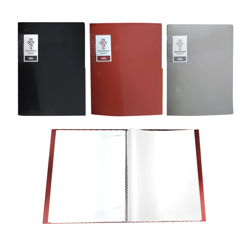 Folder/carpeta tipo recopilador con 40 hojas transparentes para documentos en colores mate indextag clear book, variedad de colores / 9127