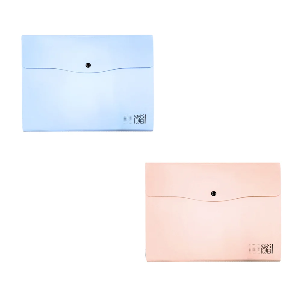 Carpeta/folder de plástico con forma de sobre y 8 compartimentos para documentos de color liso y broche, variedad de colores / 9306