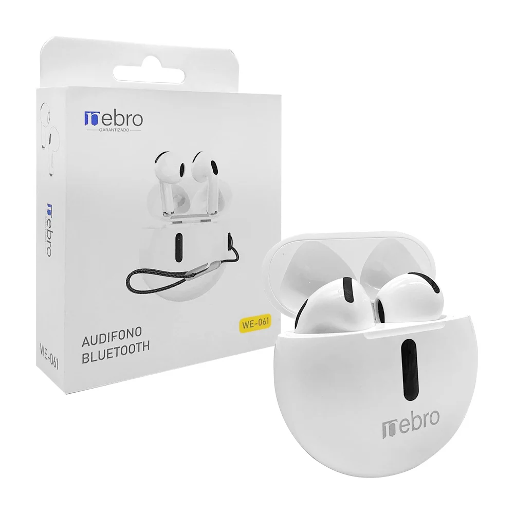 Audífonos inalámbricos bluetooth en color blanco con estuche de carga redondo / 362044