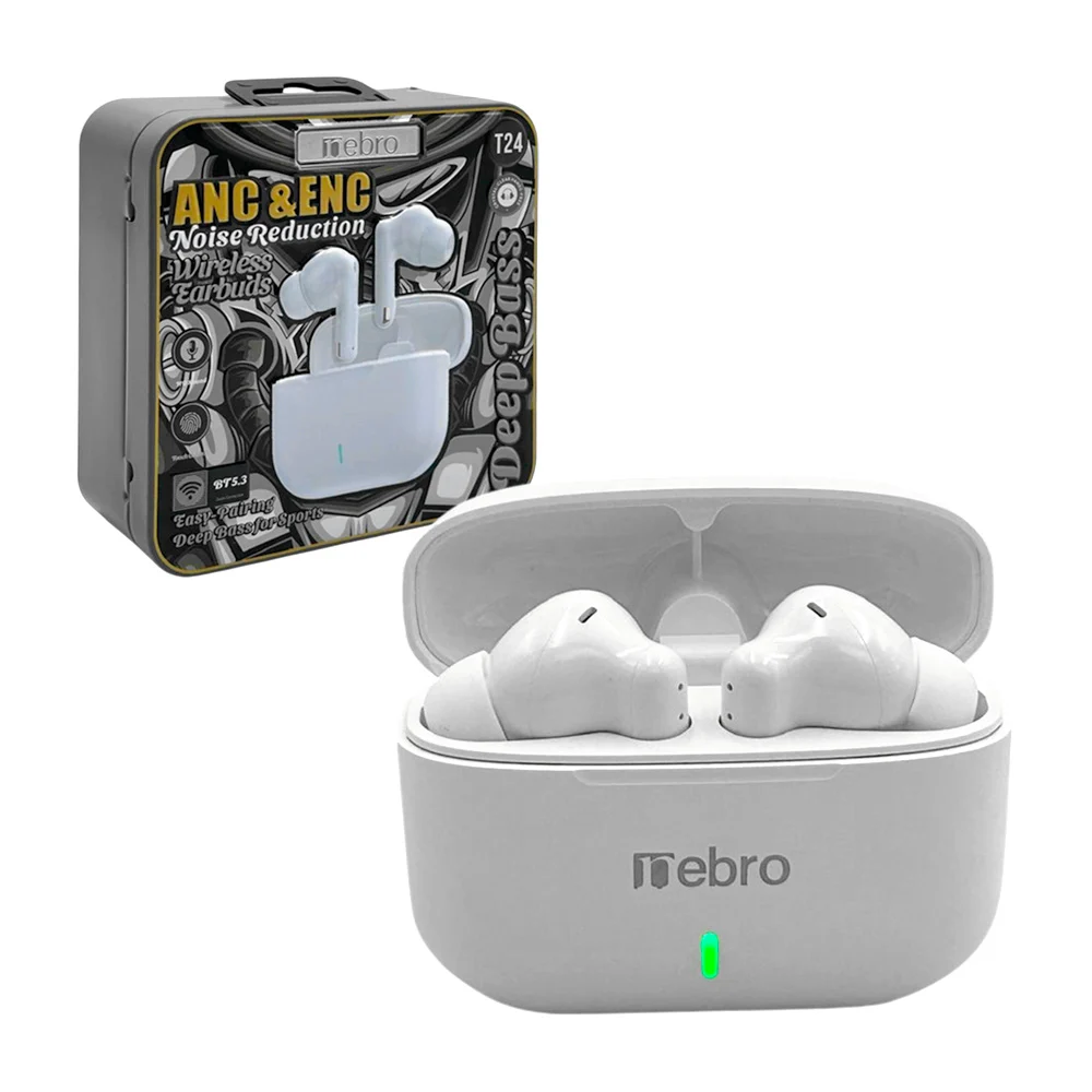 Caja metálica nebro con audífonos inalámbricos + estuche de carga con indicador de batería, variedad de colores / t24
