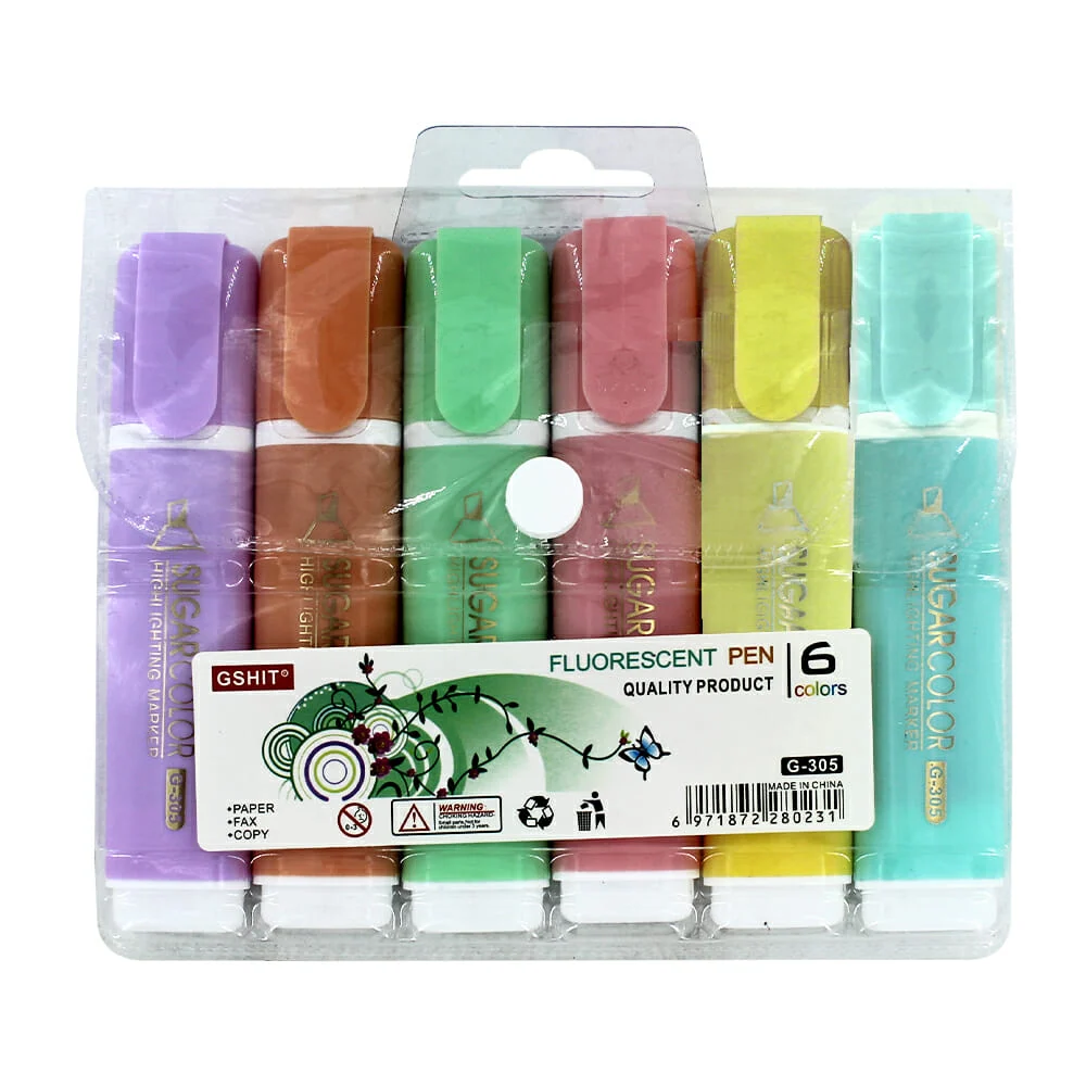 Paquete con 6 marcatextos sugar color fl...