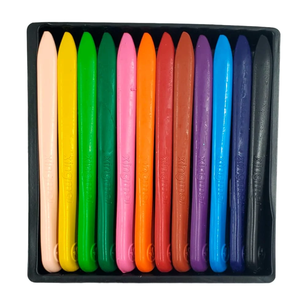 Caja con 12 crayones en tonos intensos, fácil agarre, ecológicos / plastic crayon 9000