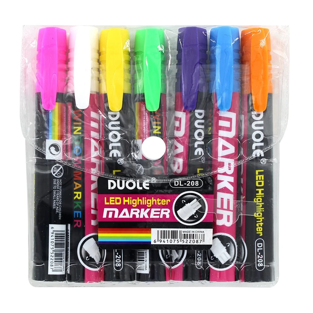 Blíster con 7 marcadores permanentes de colores tipo neón duole / dl-208 / 522087