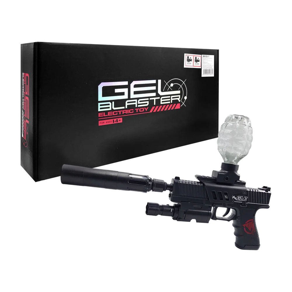 Pistola m1911 de hidrogel color negra eléctrica recargable con láser y accesorios / gel blaster / wh36-1