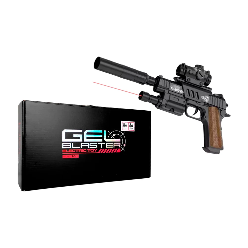 Pistola de hidrogel tipo m1911 eléctrica y manual color negra con accesorios / gel blaster / wh37-1