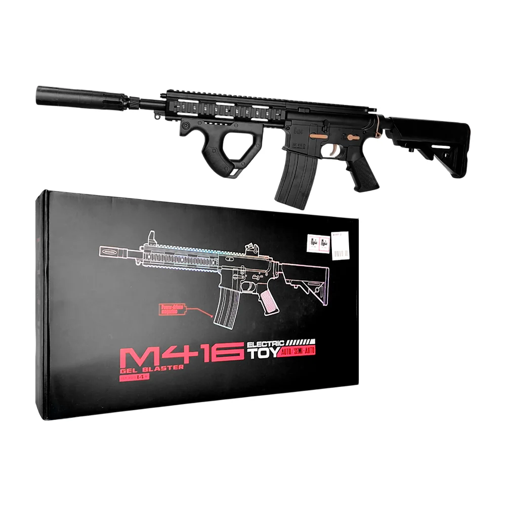 Pistola tipo m416 de hidrogel semiautomática color negra con accesorios / gel blaster / wh50-2