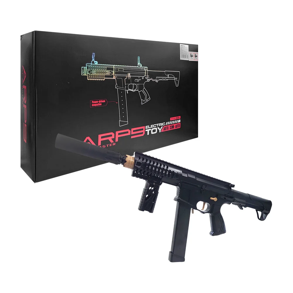 Pistola arp9 de hidrogel color negra semiautomática recargable con accesorios / gel blaster / wh51-2