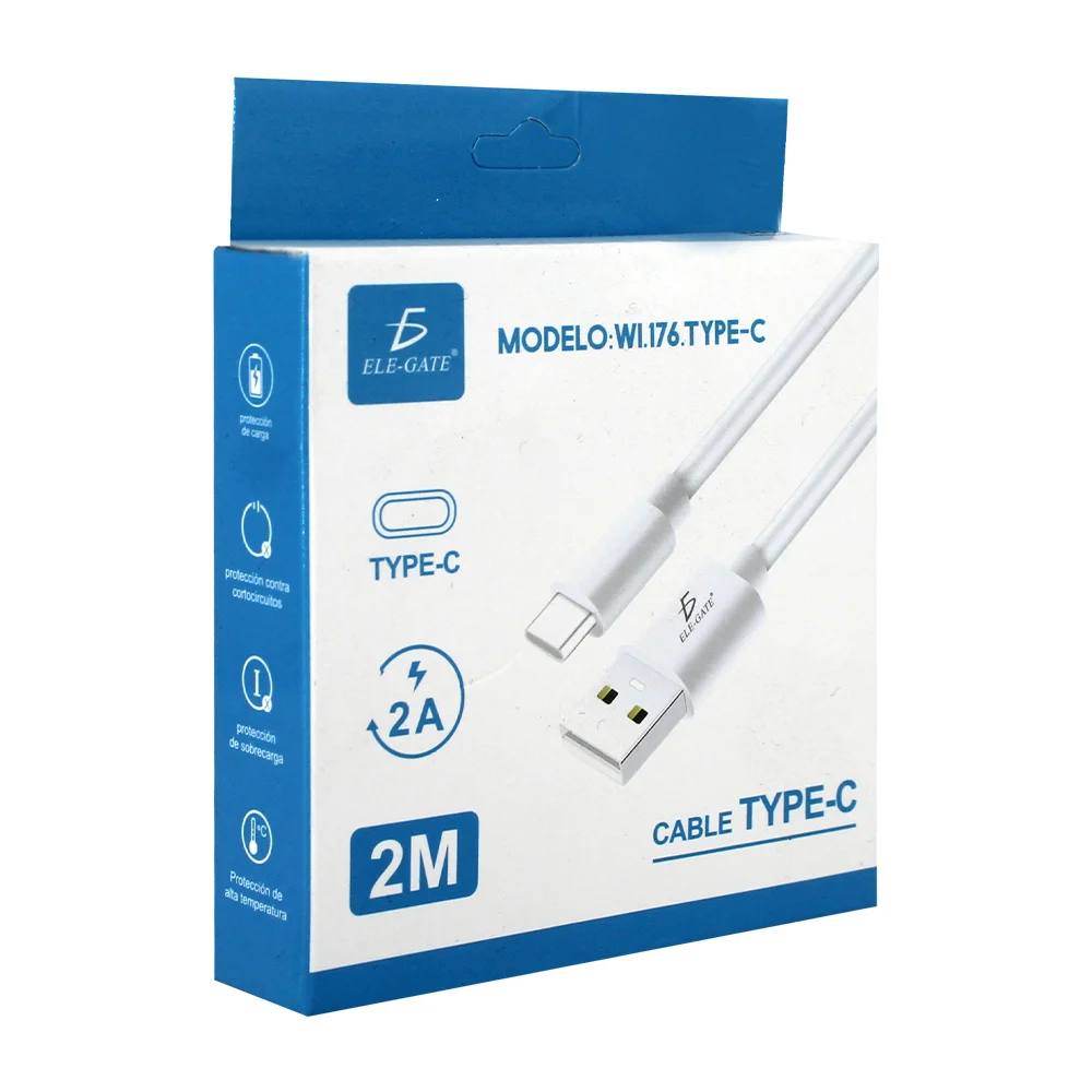 Cable tipo-c a usb ele-gate de 2m de largo / wi.176.type-c