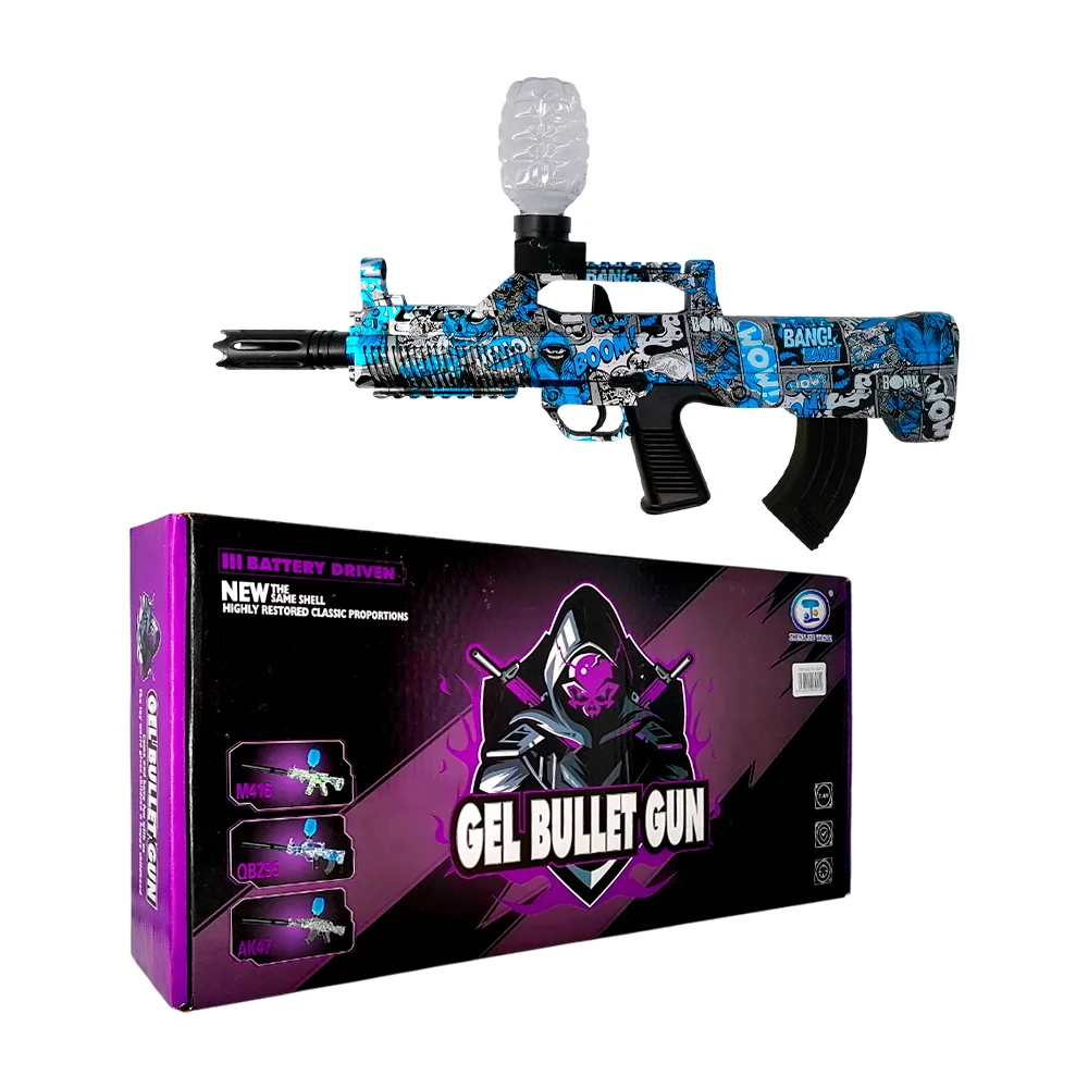 Pistola tipo qbz95 de hidrogel con estampado de onomatopeya + accesorios / gel bullet gun / wj-069-1
