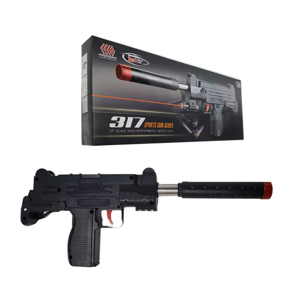 Juguete, pistola 317 lanza balines y bolitas de hidrogel + laser / wj-1670