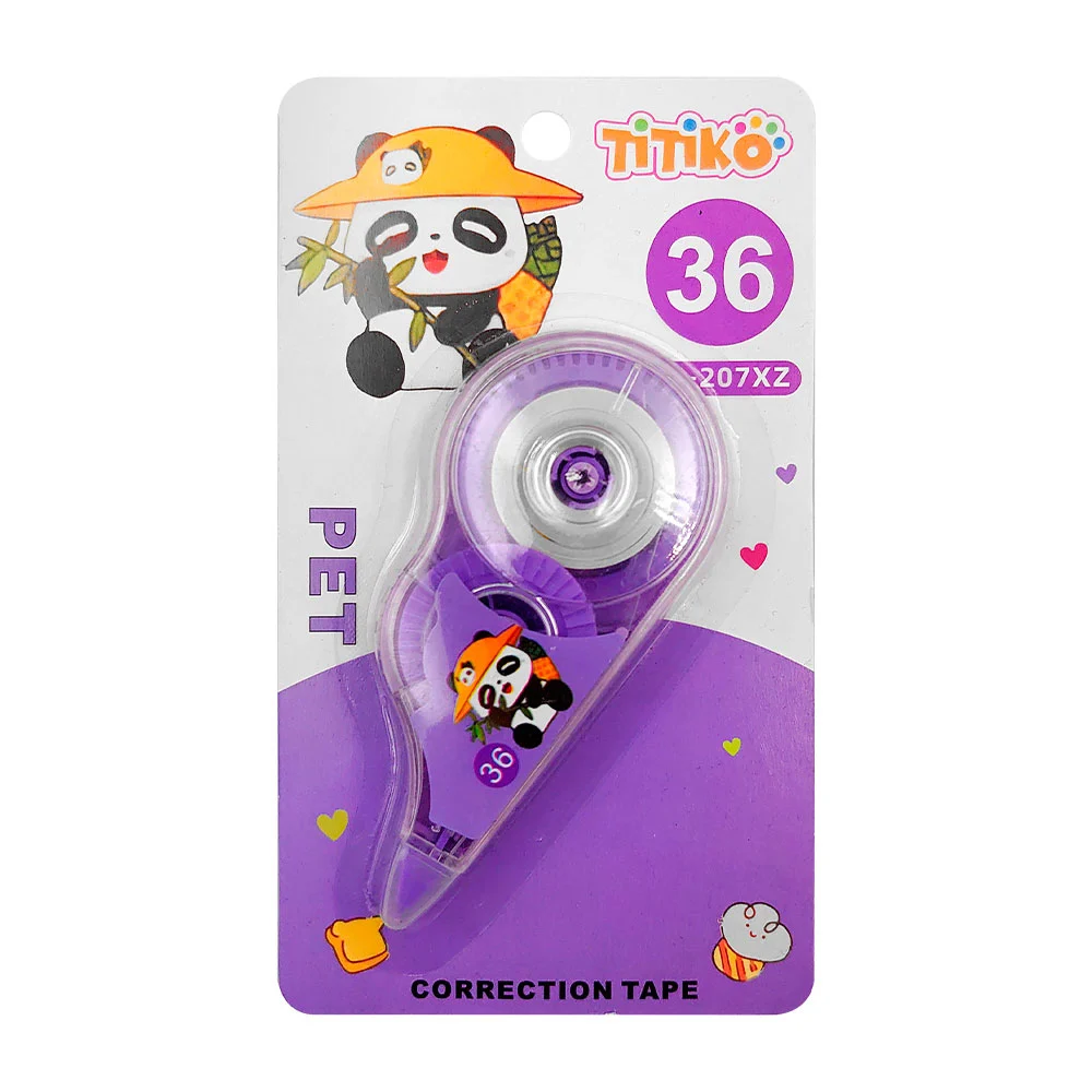 1pza Cinta correctora rotativa, con cuerpo de plástico semitransparente y estampado de animalito kawaii variedad de usos / titiko / correction tape / pet