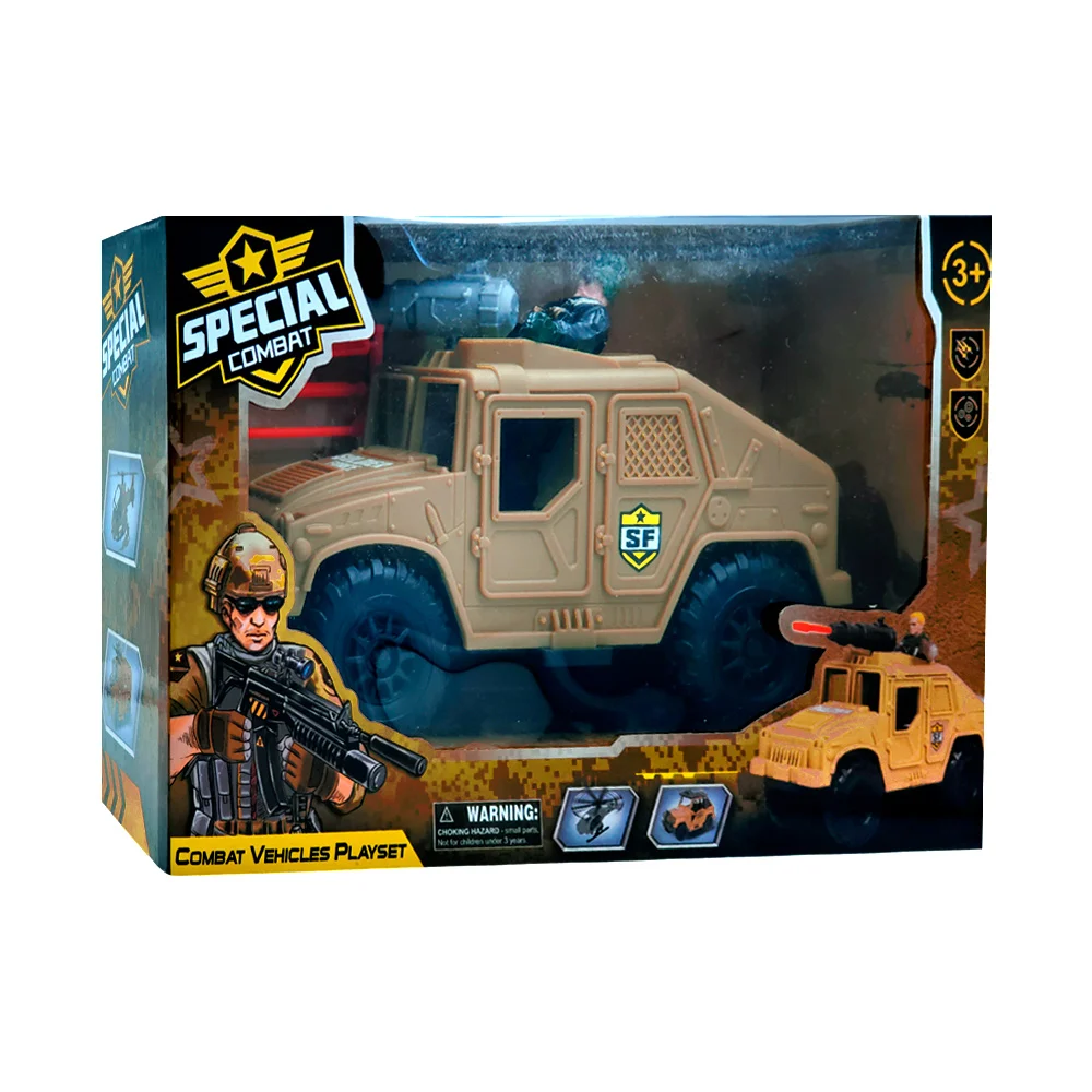 Juguete vehículo militar de combate con soldado y cañon lanzamisiles / combat vehicles playset / g3109-4