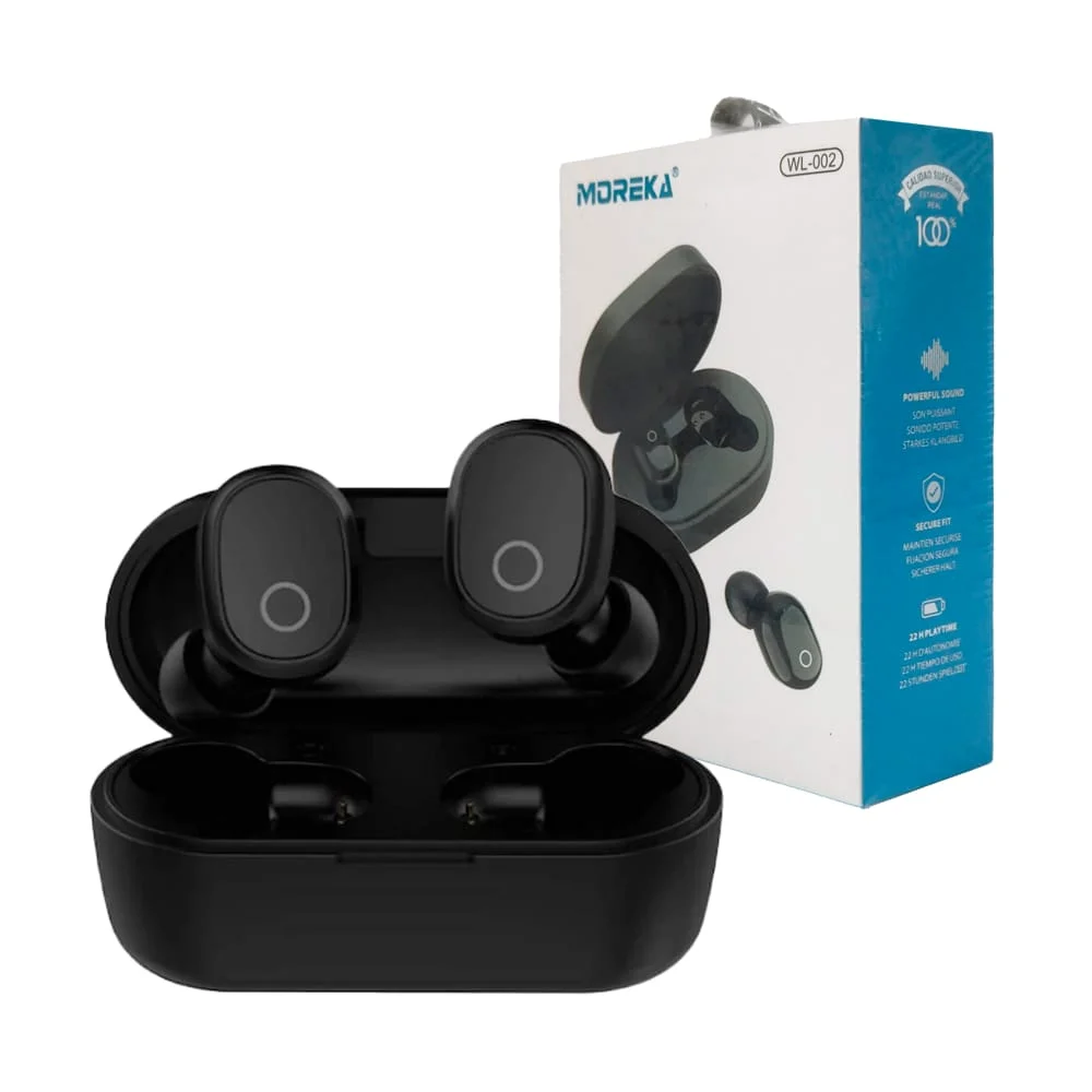 Audífonos inalámbricos tipo chícharo táctiles con almohadillas de silicona y estuche de carga ovalado / wl-002