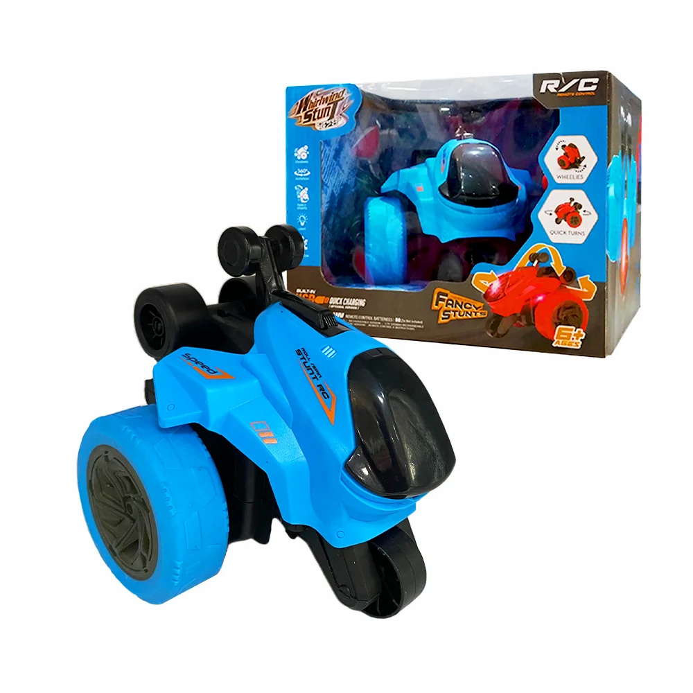 Motocicleta a control remoto de pilas con luz, sonido y giro de 360°, variedad de colores / whirlwind stunt