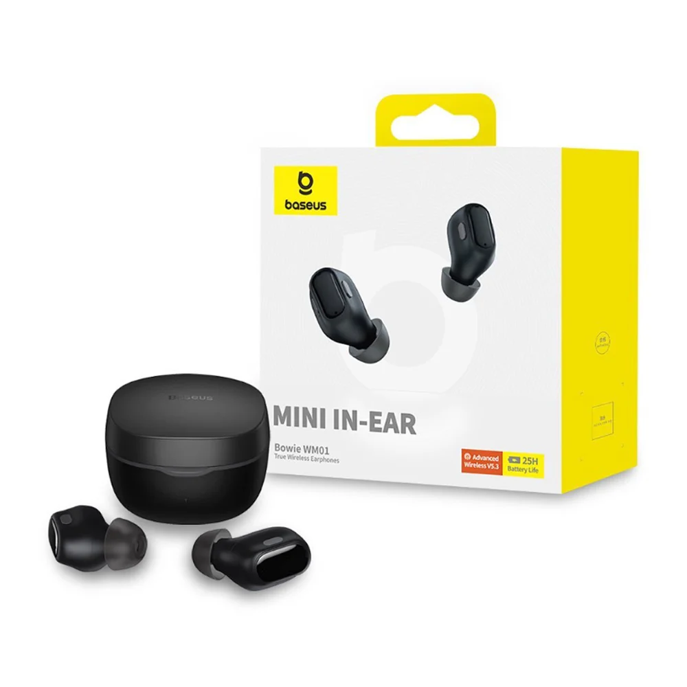 Audífonos inalámbricos baseus de tipo chícharo con estuche, cable usb y almohadillas ergonómicas, variedad de colores / wm01