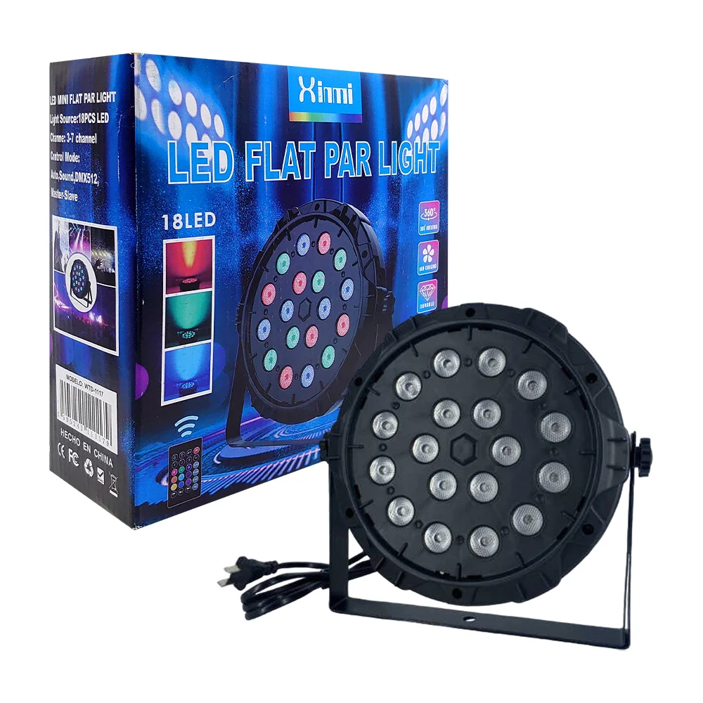Proyector redondo giratorio xinmi para escenario con 18 luces led rgb y control remoto / wtd-1117