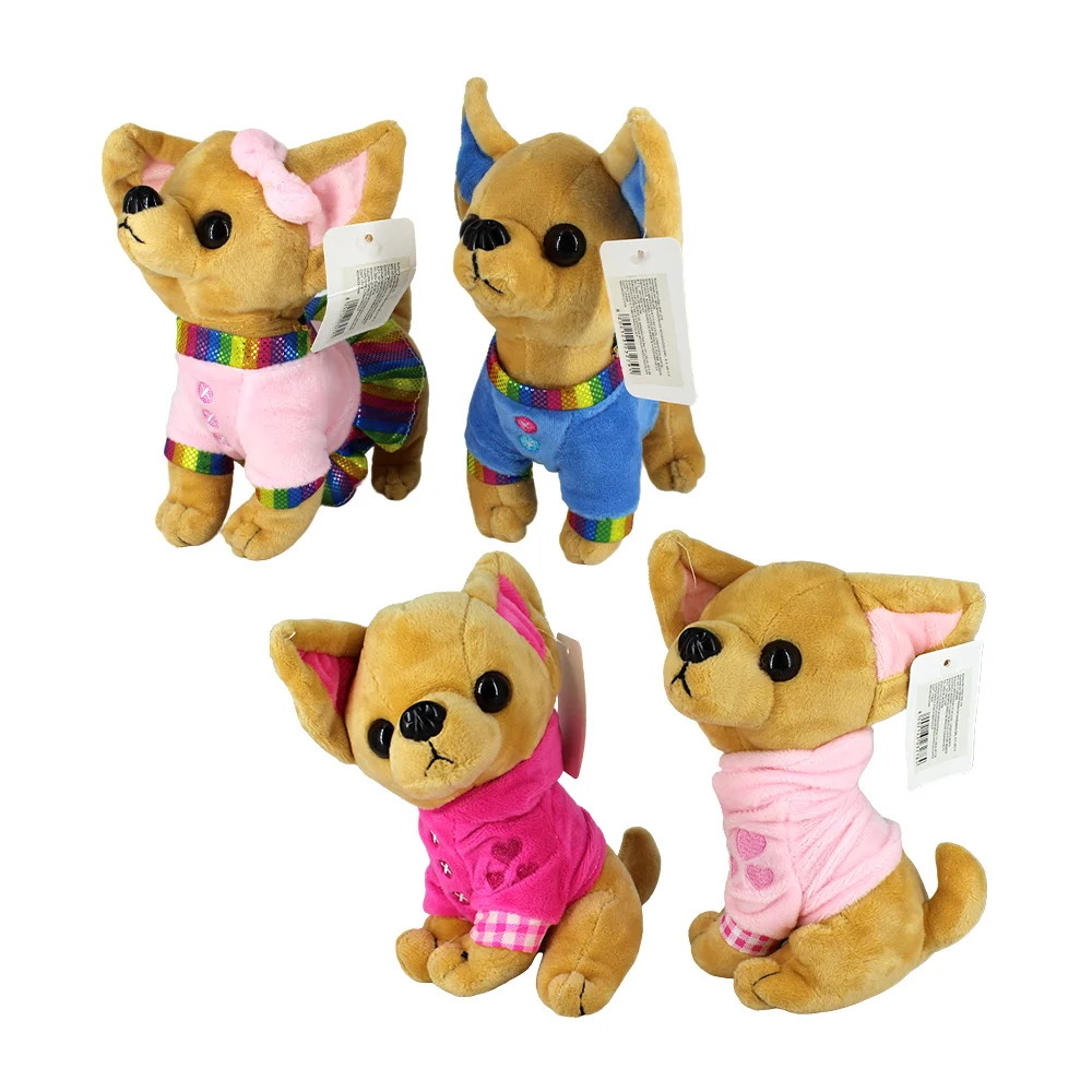 Peluche afelpado con diseño de perrito chihuahua con ropa 18cm, variedad de modelos / ww-279 / bww-278