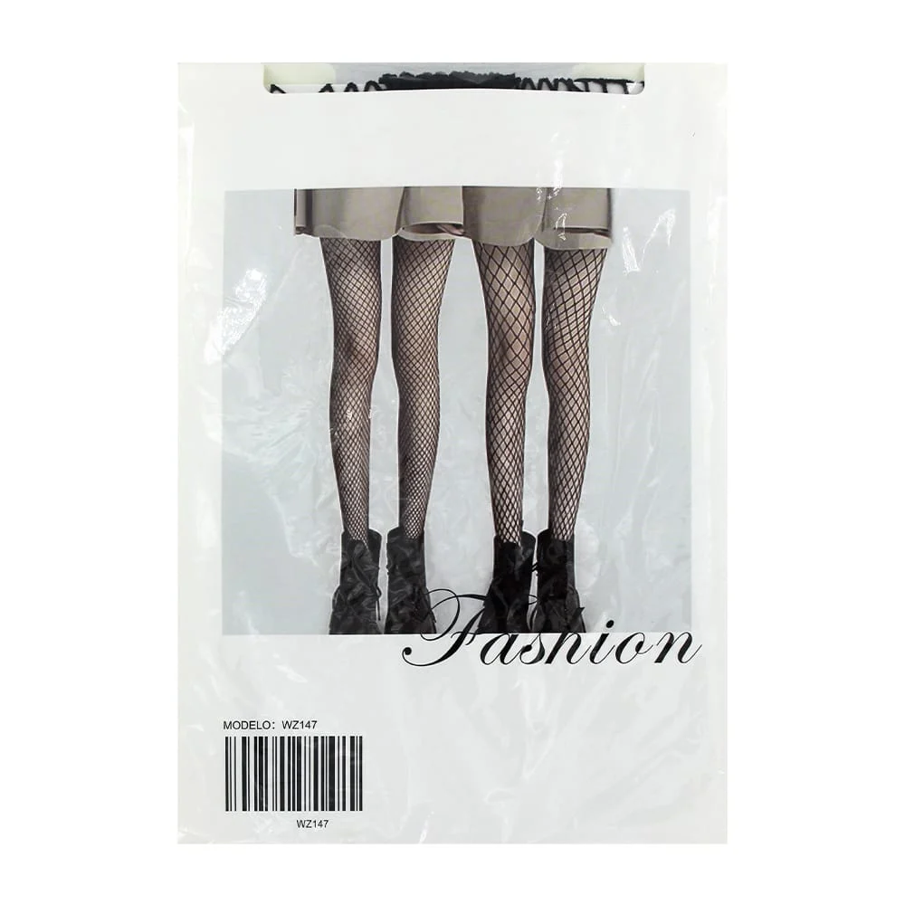 Pantimedias negras fashion tipo red de separación mediana / black silk stockings