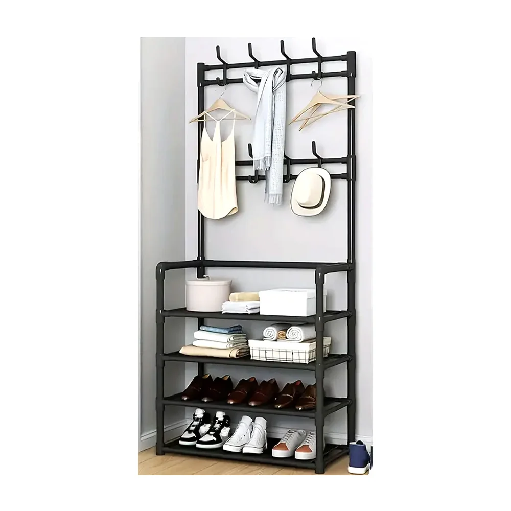 Organizador multifuncional rack con 4 niveles y perchero 60x28x154cm / new multifunctional shoe / wzj-01 / yh6604