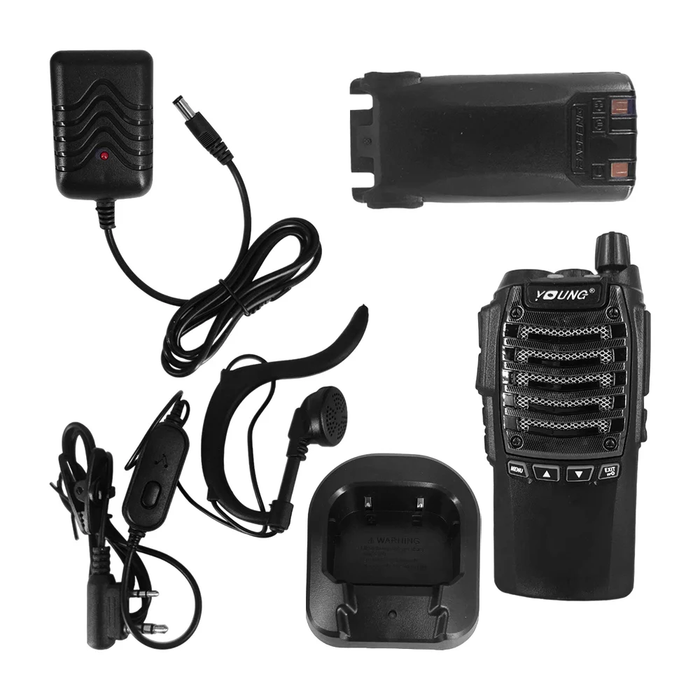 Radio walkie talkie con diseño de ranuras metálicas + base cargador y auriculares / baofeng / wc005