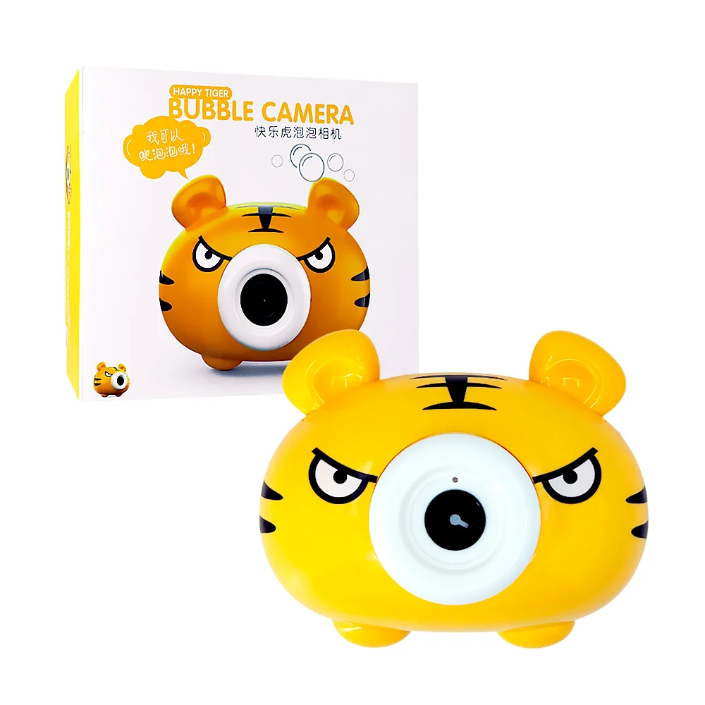 Cámara en forma de tigre lanza burbujas + 2 botes de agua con jabón y correa / bubble camera