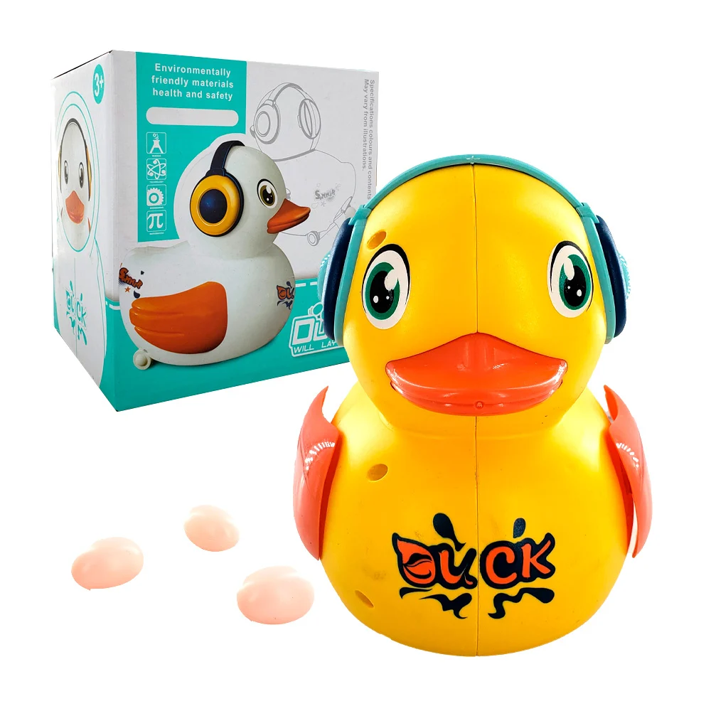 Juguete móvil con rotación en forma de pato con 3 huevos para búsqueda, luz y sonido / duck will lay eggs / x-131