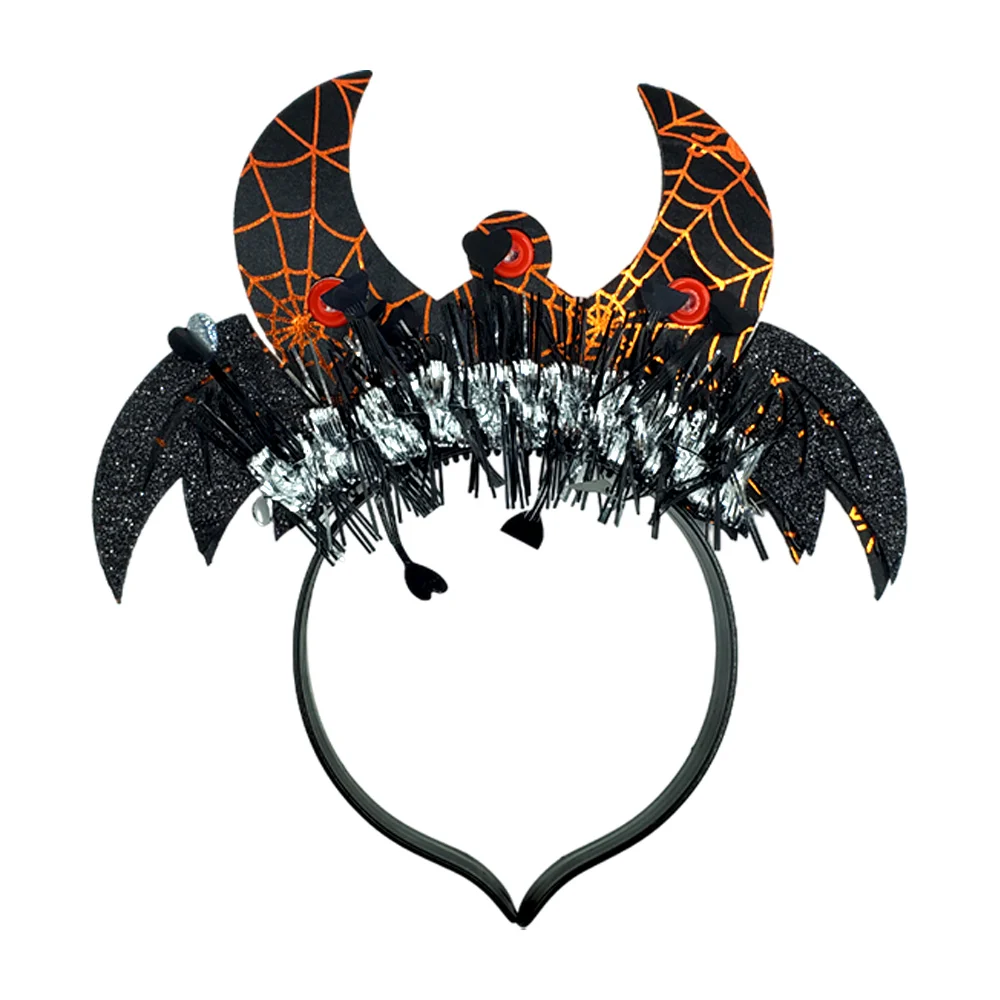 Diadema para el cabello con diseño de telaraña, escarcha con corazones y luz led para halloween, variedad de colores / x-733