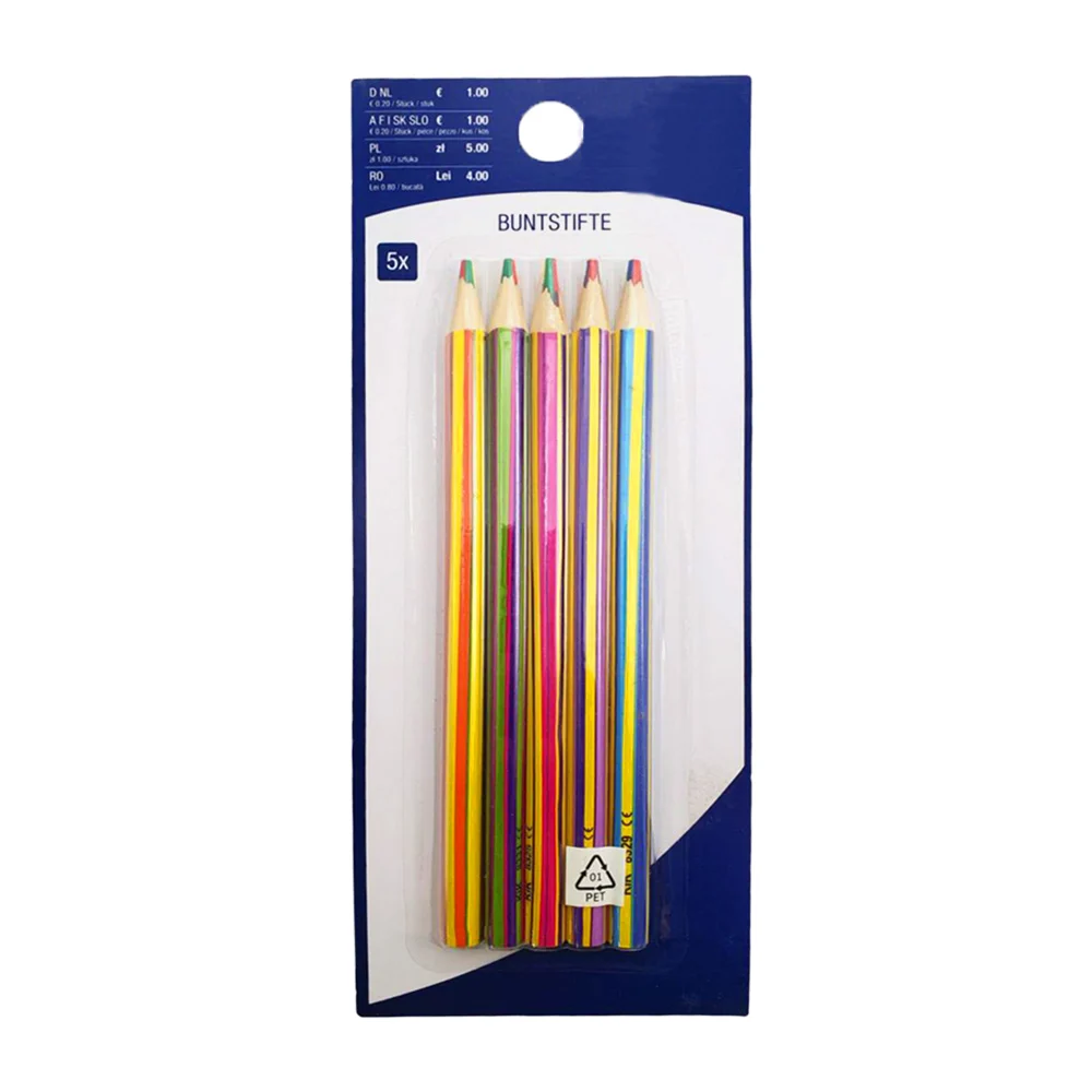Blíster de 5 lápices multicolor con punta de 4 colores / buntstifte / kik13856 / x-95-31