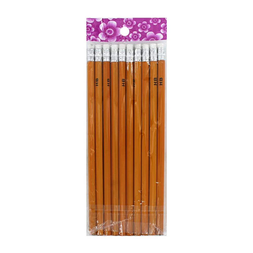 Paquete con 10 lápices de madera con goma borrador / x-97