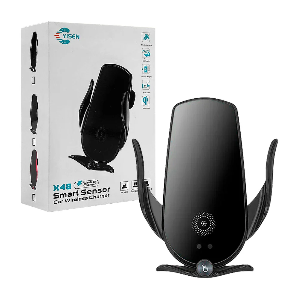 Cargador inalámbrico 2 en 1 yisen con soporte de coche para celular, 97mm, variedad de colores / x48
