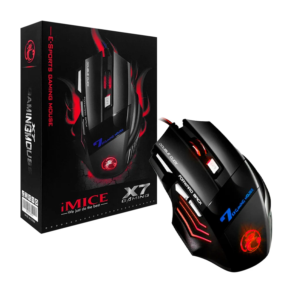 Mouse gamer óptico alámbrico 7d con luz led y diseño ergonómico / x7 gaming / imice