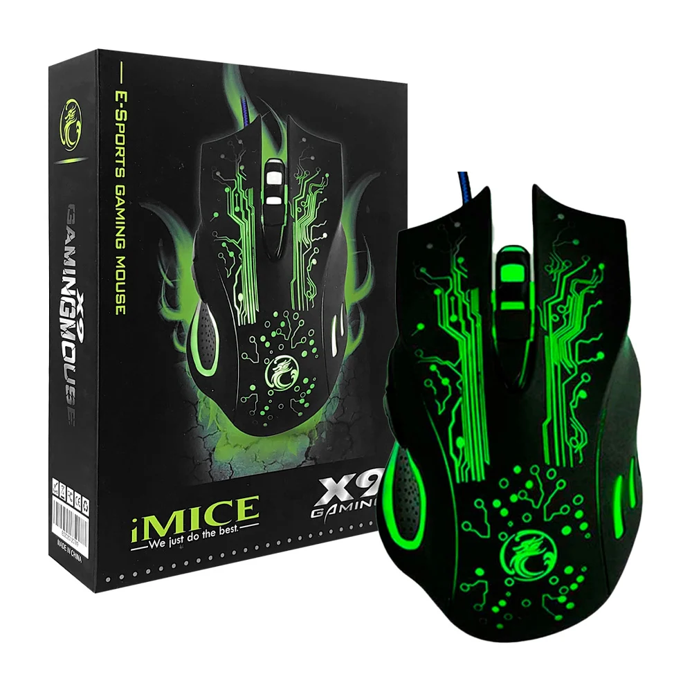 Mouse gamer óptico alámbrico 6d con luz led y diseño ergonómico / x9 gaming / imice