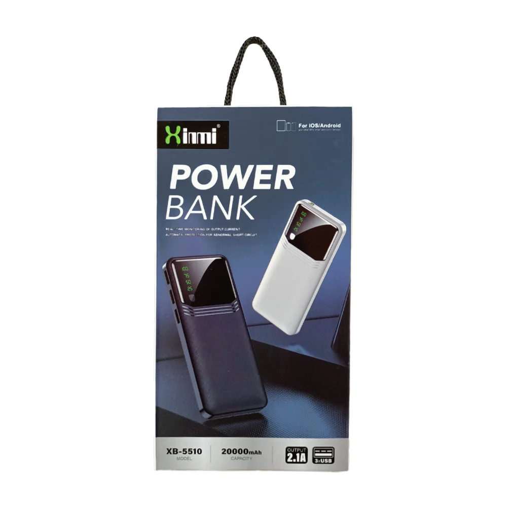 Power bank de 20000mah con 3 puertos usb y indicador de bateria, variedad de colores / xb-5510