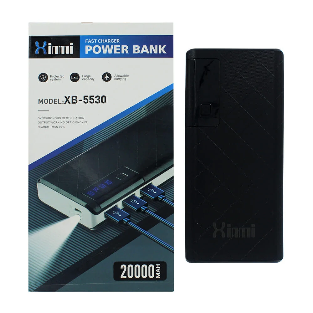 Power bank batería portátil xinmi con lámpara, pantalla digital indicadora de batería y 3 puertos usb / xb-5530