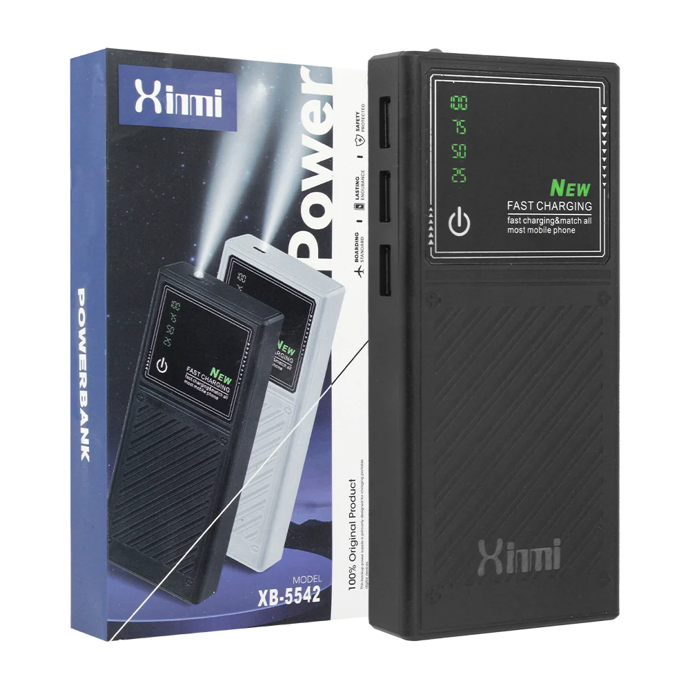Power bank batería portátil de 20000mah con 3 entradas usb + linterna y pantalla indicadora de batería, variedad de colores / xb-5542