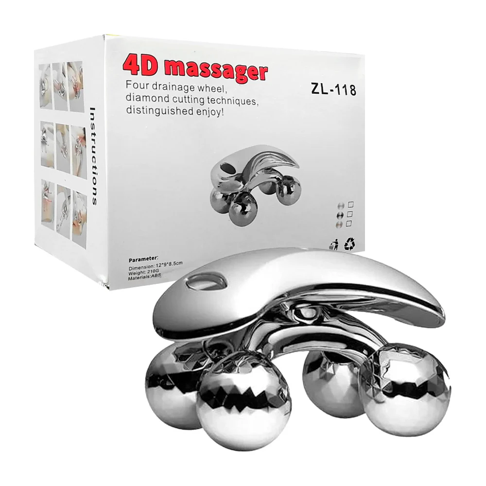 Masajeador metálico multifuncional de 4 esferas con rotación 360° para el cuerpo / 4d massager / zl-118