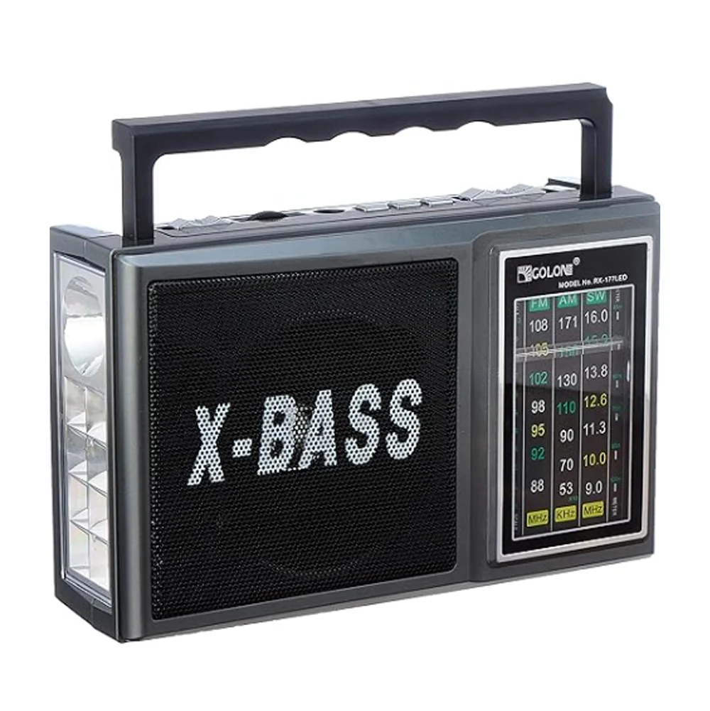 Bocina radio fm/am/sw con linterna + entrada para usb y tf, variedad de colores / rx-166led / xm-7504